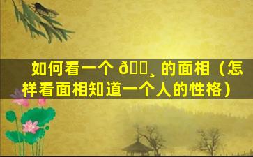 如何看一个 🕸 的面相（怎样看面相知道一个人的性格）